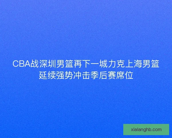 CBA战深圳男篮再下一城力克上海男篮延续强势冲击季后赛席位